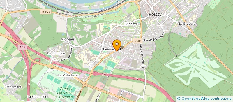 localisation de l'entreprise LES COTEAUX DE LA MALADRERIE à POISSY