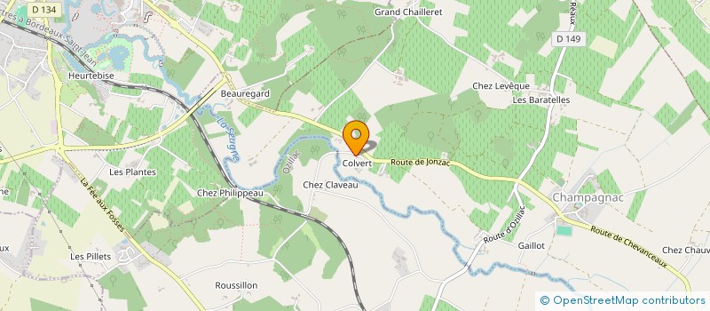 localisation de l'entreprise LES GRANDS CHAMPS à CHAMPAGNAC