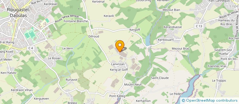 localisation de l'entreprise LES JARDINS CLOS à PLOUGASTEL-DAOULAS