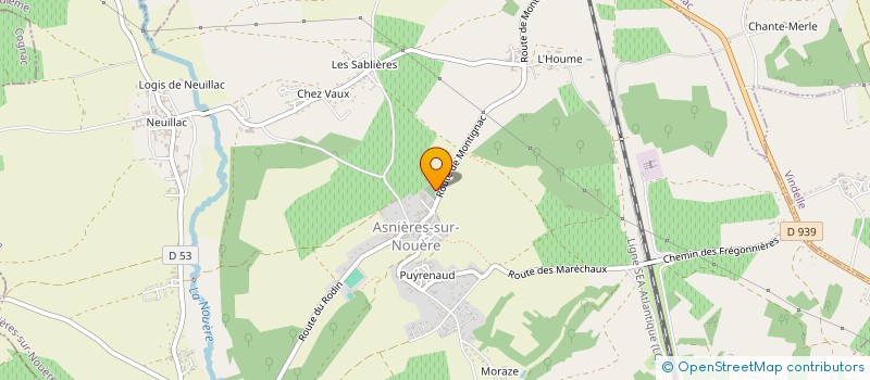 localisation de l'entreprise LES JOYEUX GAROUBIERS - CLUB DU 3EME AGE  ASNIERES-SUR-NOUERE