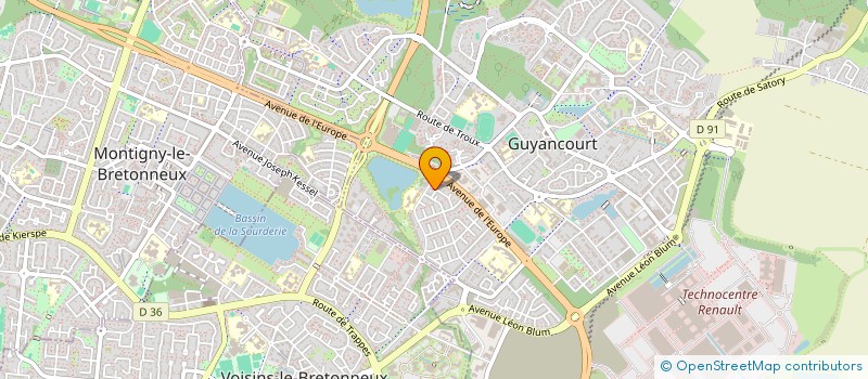 localisation de l'entreprise LES NYMPHEAS  GUYANCOURT