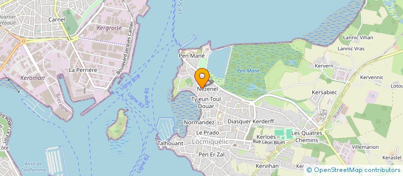 localisation de l'entreprise LES PHRYGANES  LOCMIQUELIC