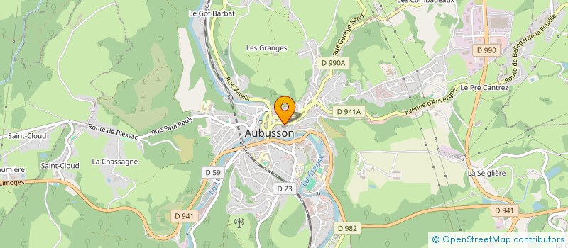 localisation de l'entreprise LES PLATEAUX LIMOUSINS à AUBUSSON