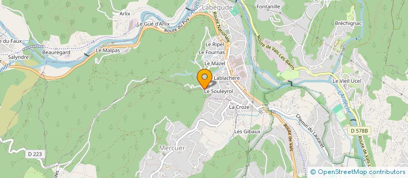 localisation de l'entreprise LES ROCHERS DE CHALENCON  LABEGUDE