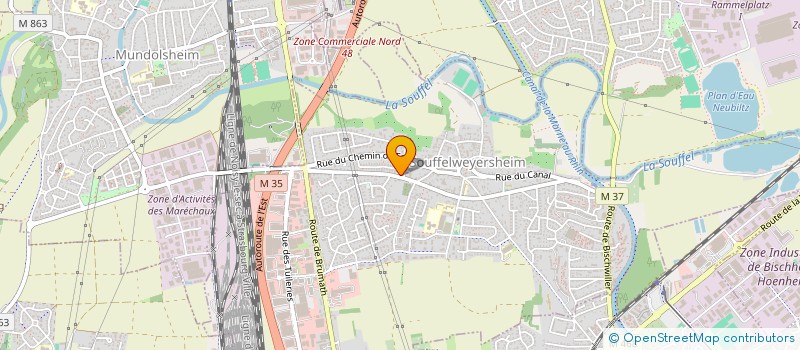 localisation de l'entreprise LES TAVAILLONS  SOUFFELWEYERSHEIM