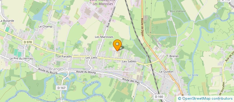 localisation de l'entreprise LES VENTRES JAUNES - ASSOCIATION DE PRODUCTEURS DE LA BRESSE BOURGUIGNONNE  BRANGES