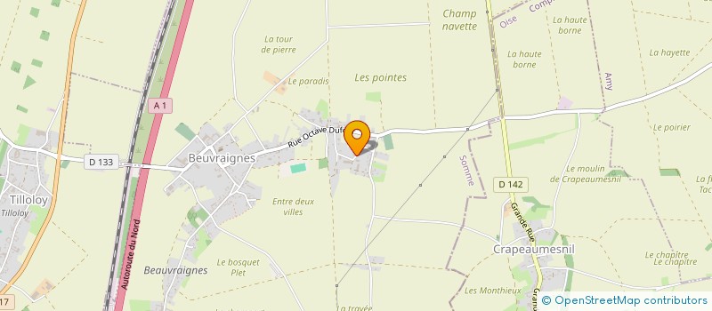 localisation de l'entreprise LES VOLAILLES DE PICARDIE à BEUVRAIGNES