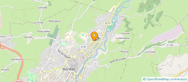 localisation de l'entreprise LYCEE POLYVALENT MONNET-MERMOZ - LYCEE DES METIERS DES SCIENCES ET TECHNIQUES APPLIQUEES A L'INDUSTRIE ET AUX SERVICES à AURILLAC
