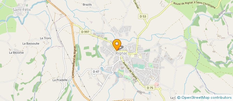 localisation de l'entreprise LYCEE PRIVE DE RIGNAC AMENAGEMENT PAYSAGER ELEVAGE BOVIN EQUIN SERVICES AUX PERS à RIGNAC