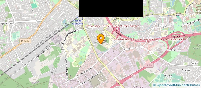 localisation de l'entreprise LYCEE PROF. PHILADELPHE DE GERDE-LYCEE METIERS DE L'ECONOMIE RESPONSABLE,METIERS DE TRANSITION NUMERIQUE ET ENERGETIQUE  PESSAC