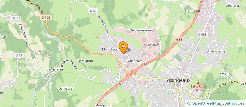 localisation de l'entreprise LYSA  YSSINGEAUX