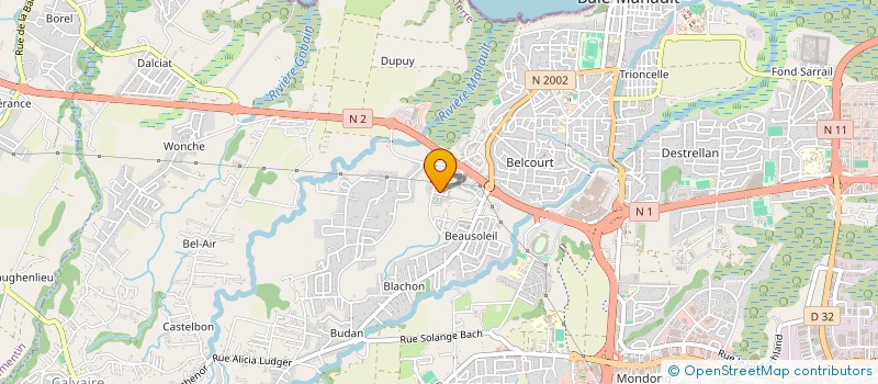 localisation de l'entreprise M.I.N.A (LA MAISON INTERGENERATIONNELLE NOURRIT D'AMOUR)  BAIE MAHAULT