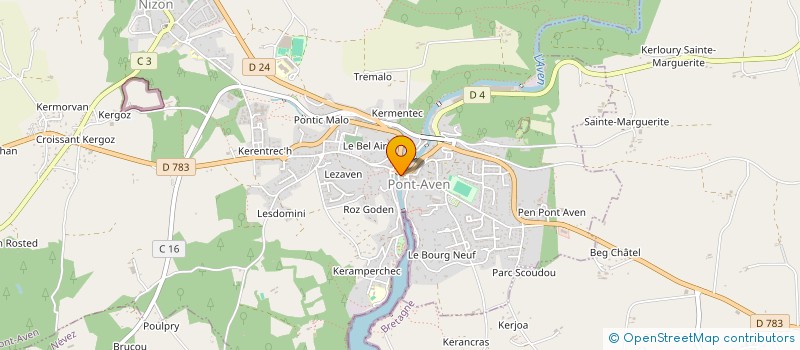 localisation de l'entreprise M.J BOUTIQUE  PONT-AVEN