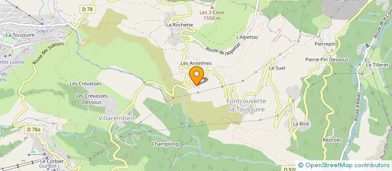 localisation de l'entreprise MADAME AXELLE ROSSAT  FONTCOUVERTE-LA-TOUSSUIRE