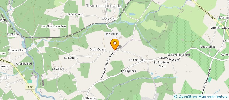 localisation de l'entreprise MADAME BERNADETTE FELLONNEAU  TIZAC-DE-LAPOUYADE