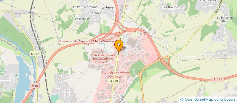 localisation de l'entreprise MAINTENANCE TOITURES à CHAMPNIERS