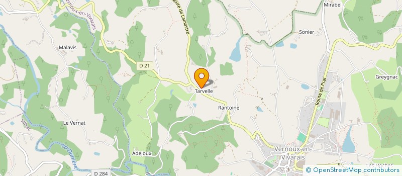 localisation de l'entreprise MAISON TARVELLE - LIEU DE RECHERCHE ET DE CREATION CONTEMPORAINE EN ARDECHE à VERNOUX-EN-VIVARAIS