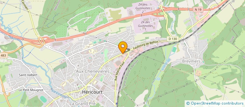 localisation de l'entreprise MARQUAGE COMTOIS  HERICOURT