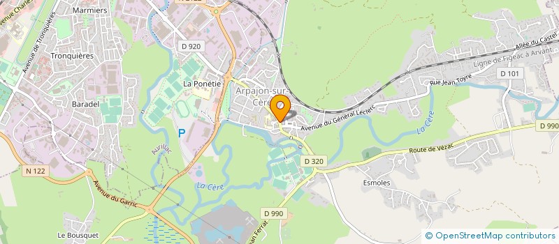 localisation de l'entreprise MATIERE GRANULATS SARL à ARPAJON-SUR-CERE