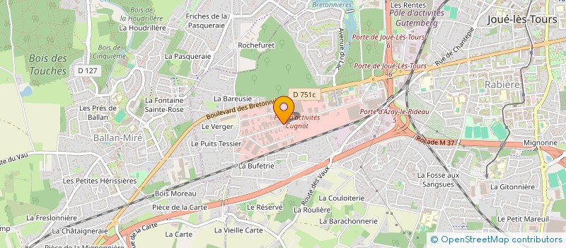 localisation de l'entreprise MENUISERIE AGIR 37 à JOUE-LES-TOURS