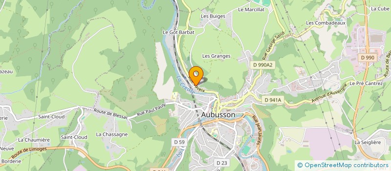 localisation de l'entreprise MONSIEUR DAMIEN DELARBRE à AUBUSSON