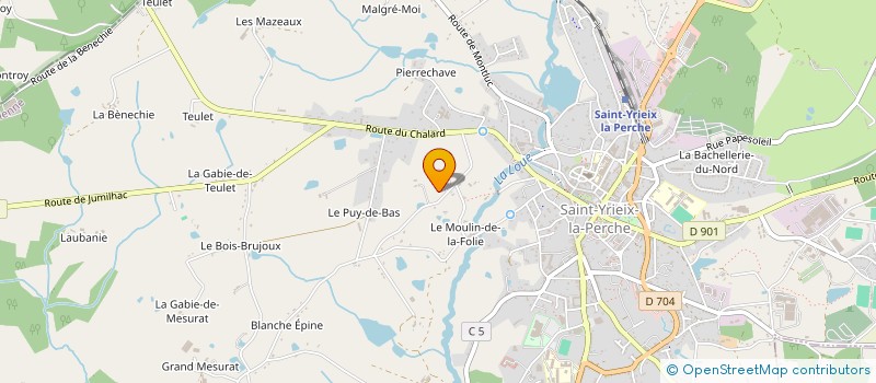 localisation de l'entreprise MONSIEUR DENIS FABREGUE à ST YRIEIX LA PERCHE