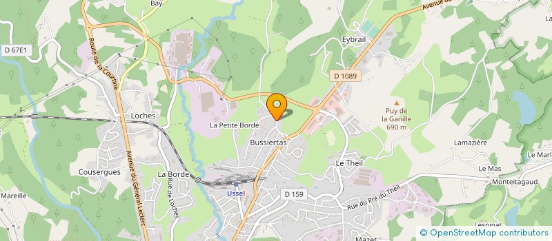 localisation de l'entreprise MONSIEUR GEORGES REBIERE à USSEL