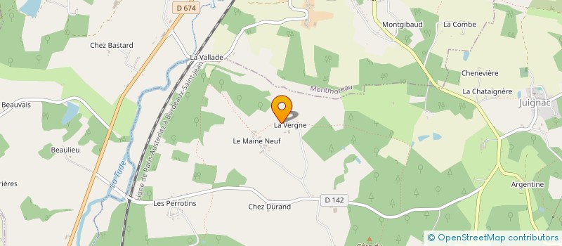 localisation de l'entreprise MONSIEUR JEAN-CHARLES MONTIGAUD  JUIGNAC