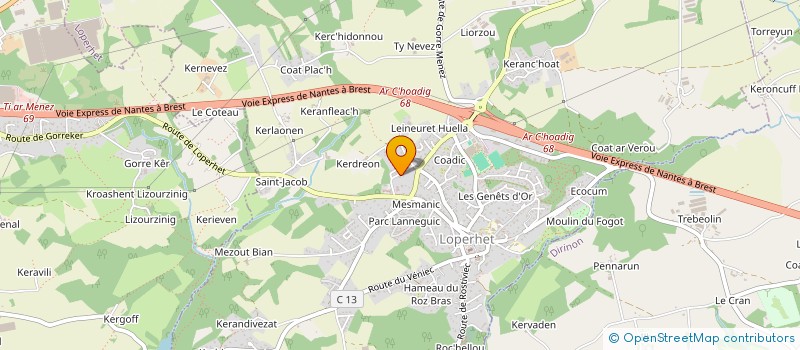 localisation de l'entreprise MONSIEUR ROMAIN QUEMENER  LOPERHET