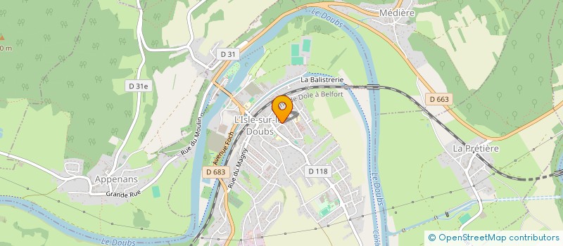 localisation de l'entreprise MP CHAUFFAGE SANITAIRE à L'ISLE-SUR-LE-DOUBS