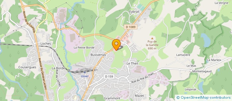 localisation de l'entreprise NEGOCE AUTOMOBILES NGA GARAGE CITROEN  USSEL