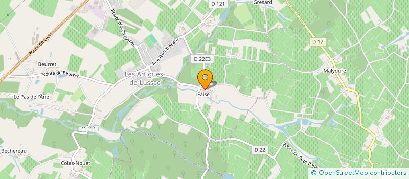 localisation de l'entreprise OENOPTIA à LES ARTIGUES-DE-LUSSAC