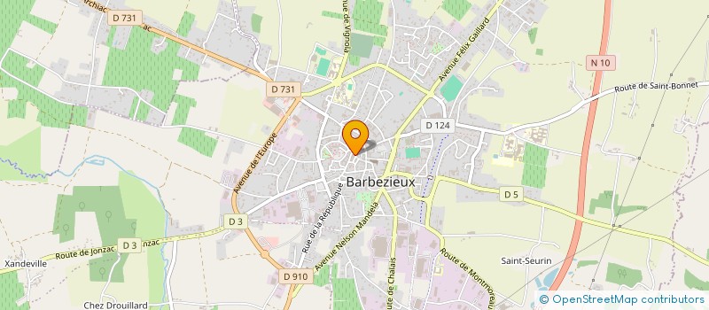 localisation de l'entreprise OFFICE DU TOURISME à BARBEZIEUX-SAINT-HILAIRE