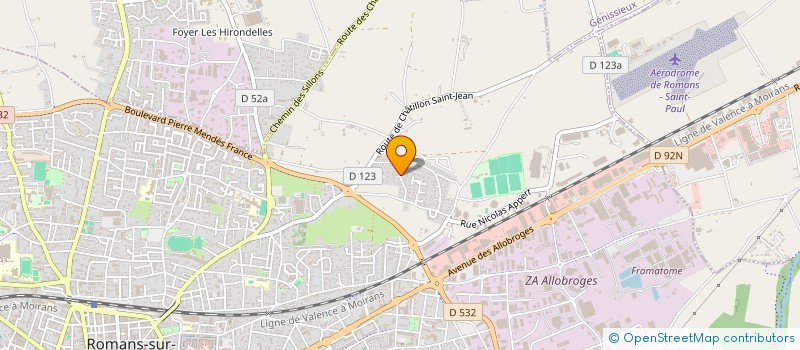 localisation de l'entreprise OS'IRIS à ROMANS-SUR-ISERE