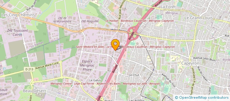 localisation de l'entreprise P.R.O.D.E.V.E. à MERIGNAC
