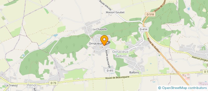 localisation de l'entreprise PACBO 'POUR L'ART ET LA CULTURE A BALBINS ET ORNACIEUX  ORNACIEUX-BALBINS
