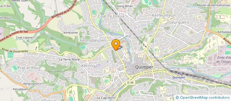 localisation de l'entreprise PAPETERIE COPY SERVICE CALVEZ à QUIMPER