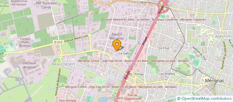 localisation de l'entreprise PARTEDIS CHAUFFAGE SANITAIRE à MERIGNAC