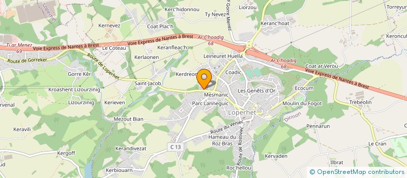 localisation de l'entreprise PHARMACIE BARRET  LOPERHET