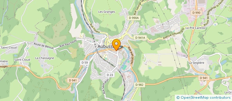 localisation de l'entreprise PHARMACIE LAGRANGE ET MALARTRE à AUBUSSON