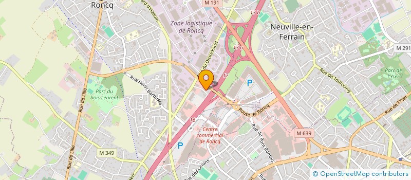 localisation de l'entreprise PISCINES HYDROSUD HAUTS-DE-FRANCE à RONCQ