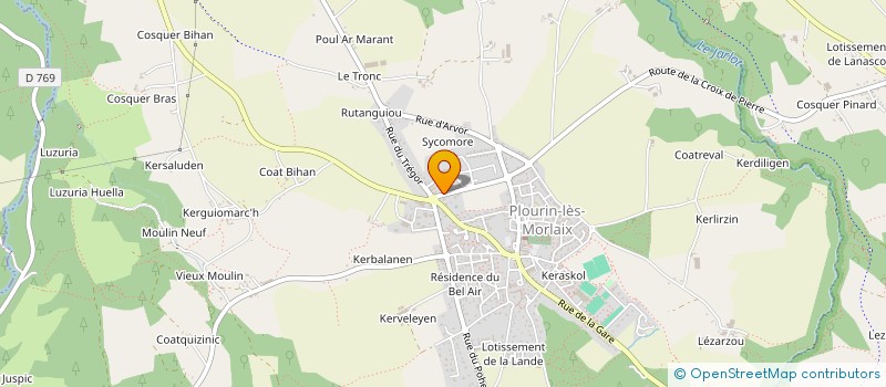 localisation de l'entreprise PLUSQUELLEC PAYSAGE à PLOURIN-LES-MORLAIX