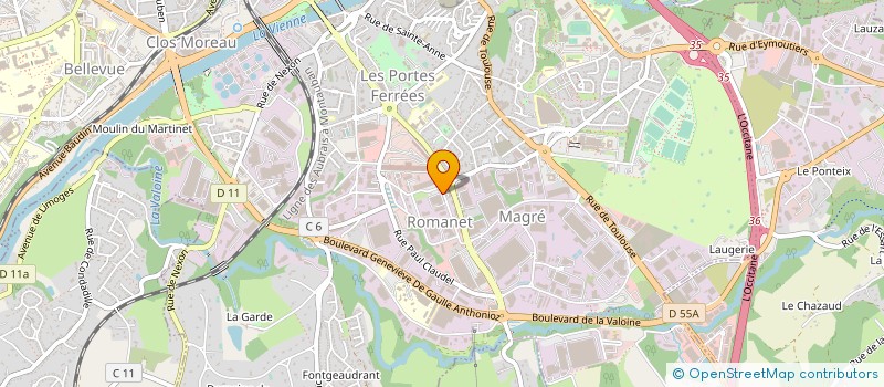 localisation de l'entreprise PNEUS ET CAOUTCHOUC à LIMOGES