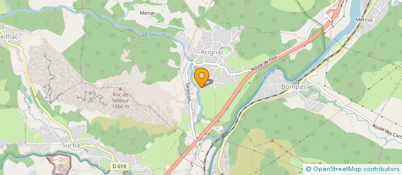 localisation de l'entreprise POLE DE SANTE LIBERAL DU PAYS DE TARASCON - MERCUS - ARIGNAC à ARIGNAC