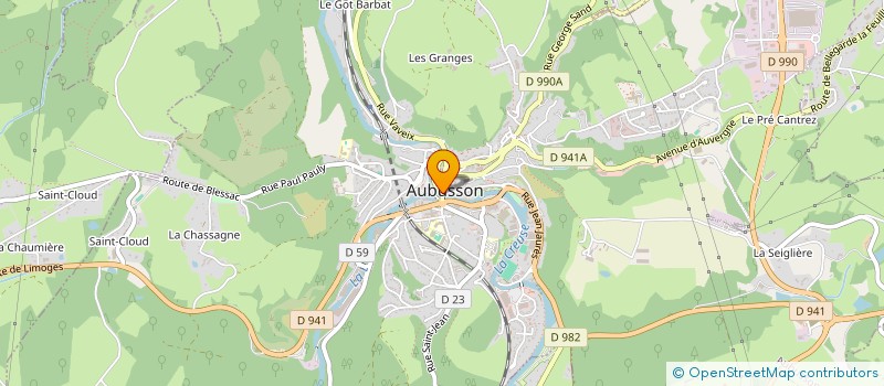 localisation de l'entreprise POM'CASSIS à AUBUSSON