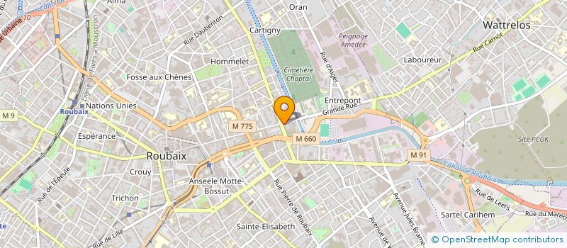 localisation de l'entreprise POMPES FUNEBRES MARBRERIE DUPONCHEEL à ROUBAIX