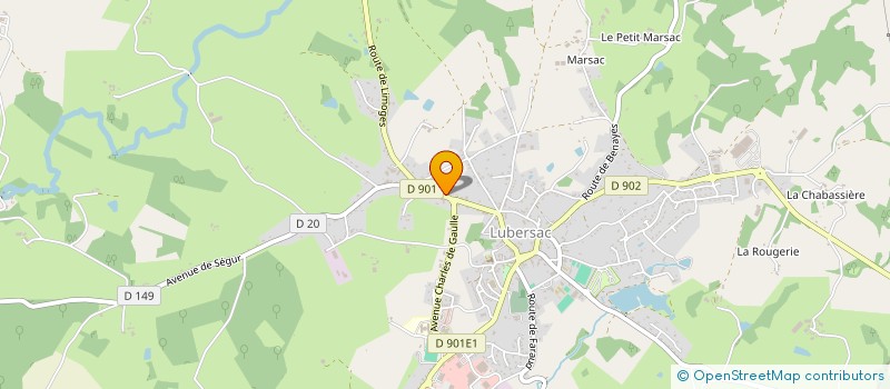 localisation de l'entreprise POUR  LA PROTECTION ET LA DEFENSE DES ANIMAUX  LUBERSAC