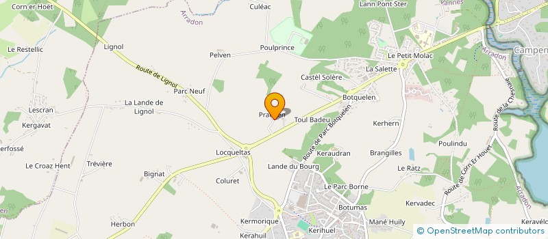 localisation de l'entreprise PRATELEN  ARRADON