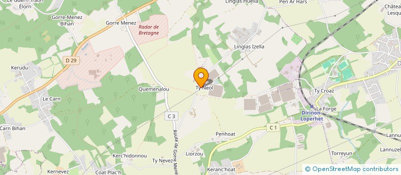 localisation de l'entreprise PRIM'VERRE à LOPERHET