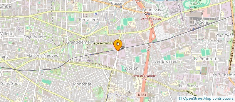 localisation de l'entreprise PRISCA à VILLEURBANNE